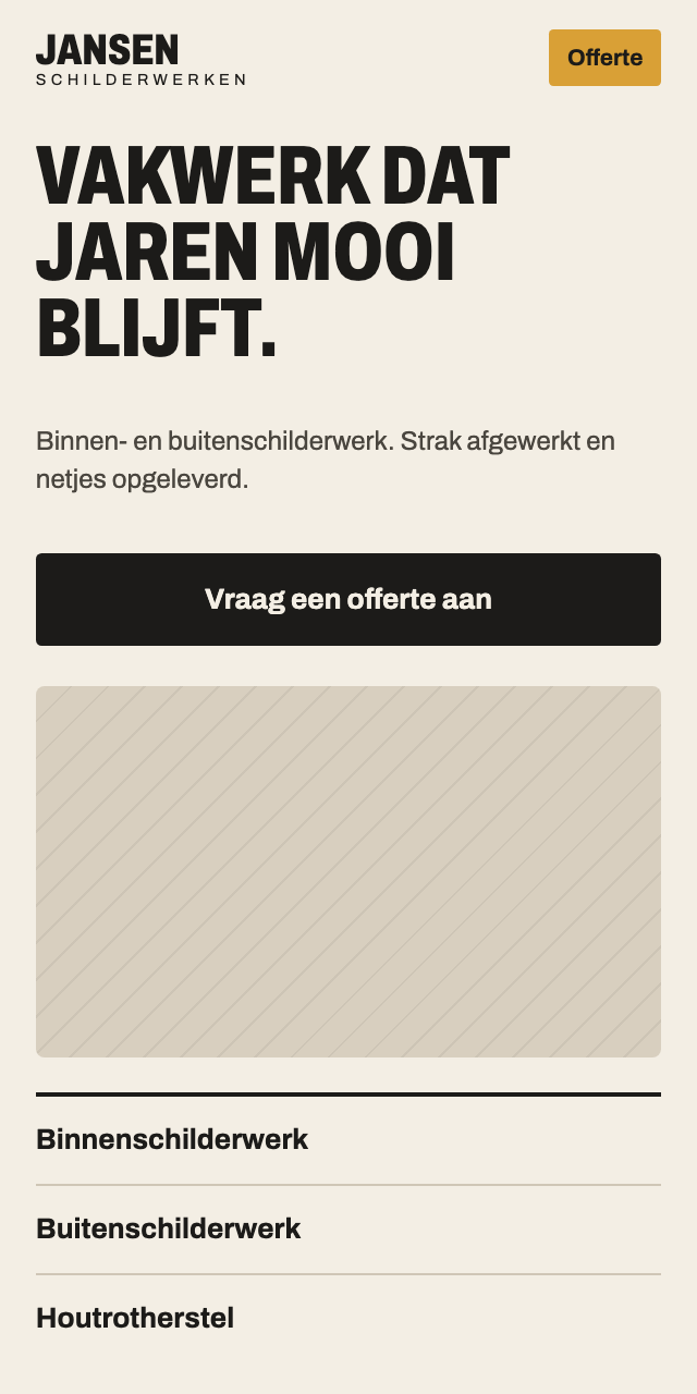 Demo-concept Jansen Schilderwerken op mobiel