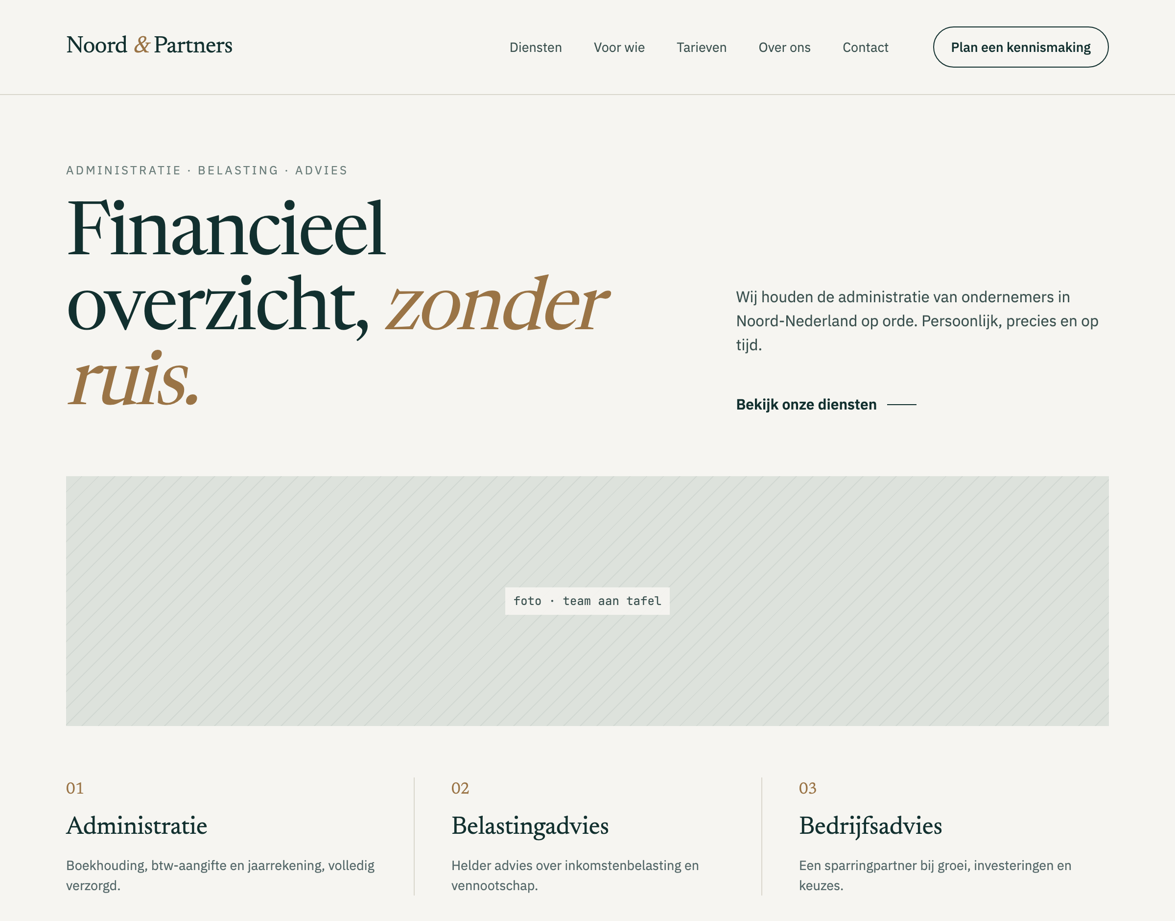 Demo-concept Noord & Partners op desktop